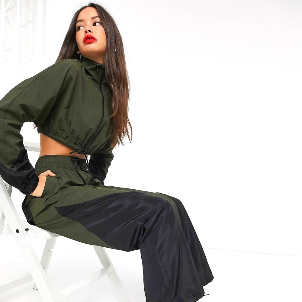 Crop sports track jacket